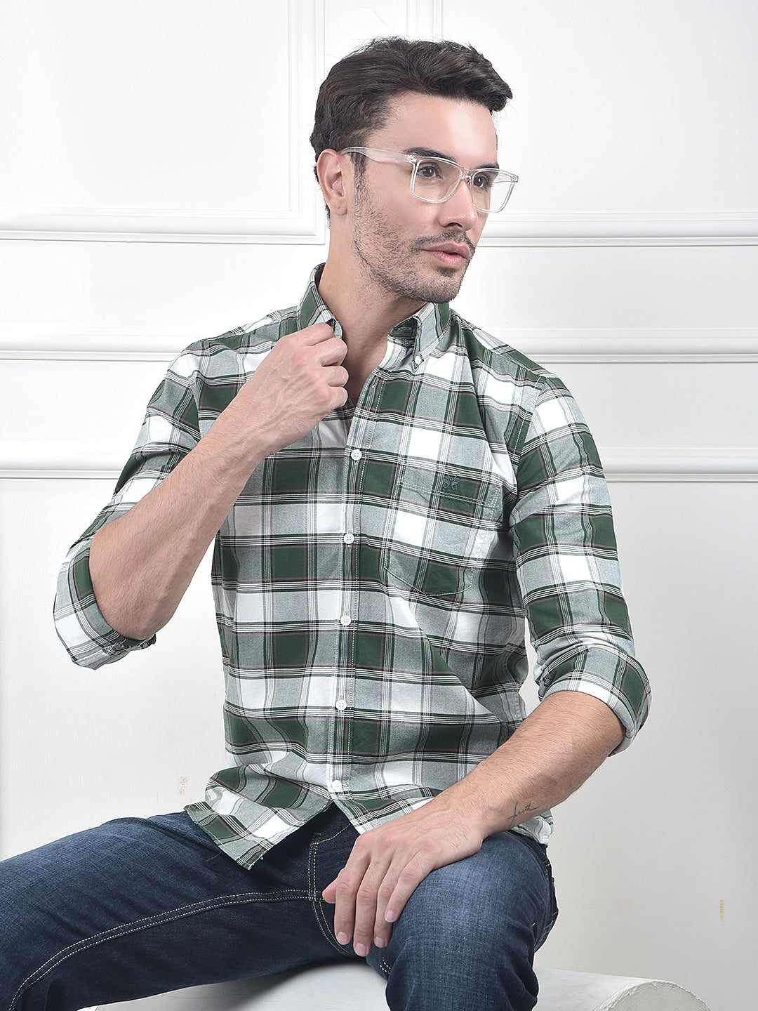 Green Checked 100% Cotton Shirt