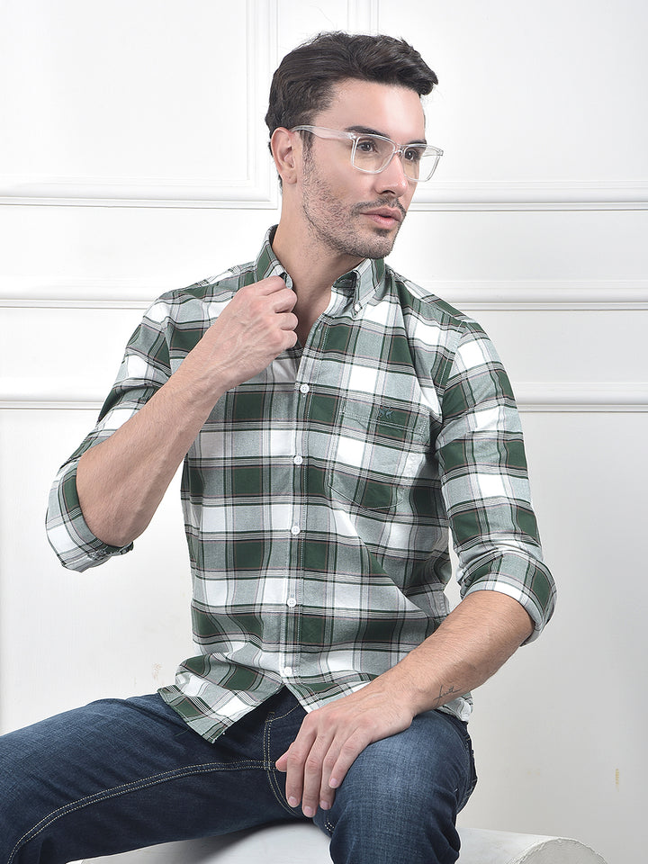 Green Checked 100% Cotton Shirt