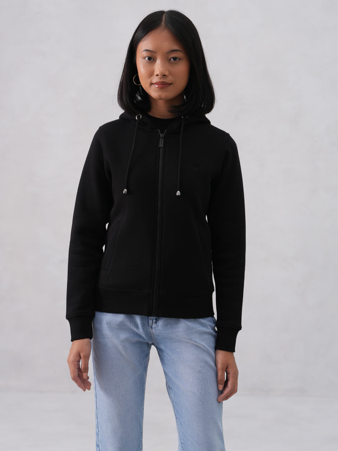 Black Hooded Neck Sweatshirt