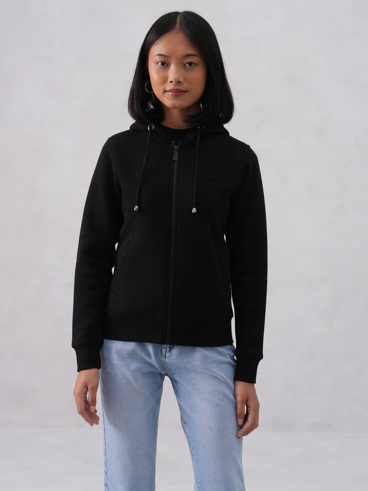 Black Hooded Neck Sweatshirt