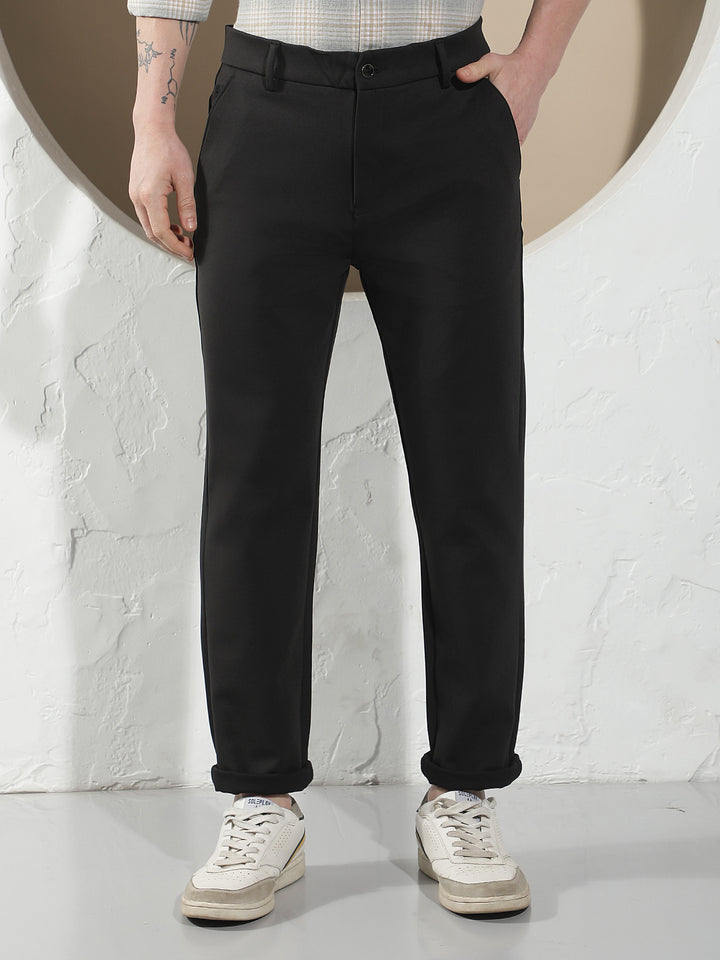 Classic Shadow Black Knitted Trousers