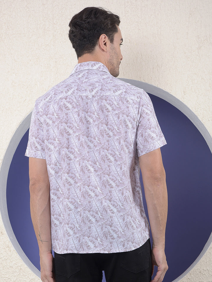 Lilac Breeze Purple Printed Linen Shirt