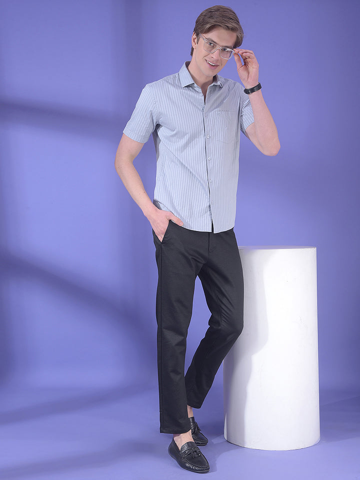 Grey Vertical Stripes 100% Cotton Shirt