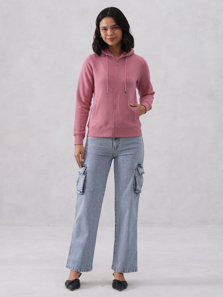 Pink Hooded Neck Sweatshirt