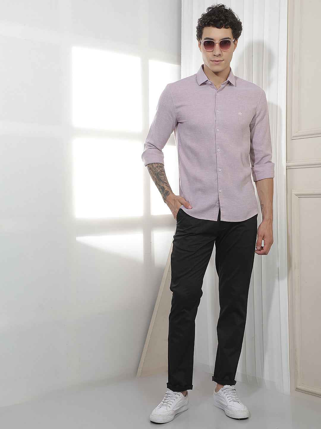 Purple Casual Linen Shirt