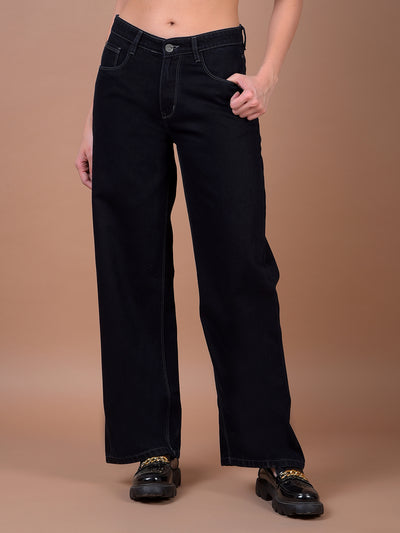 Black Wide Leg 100% Cotton Jeans
