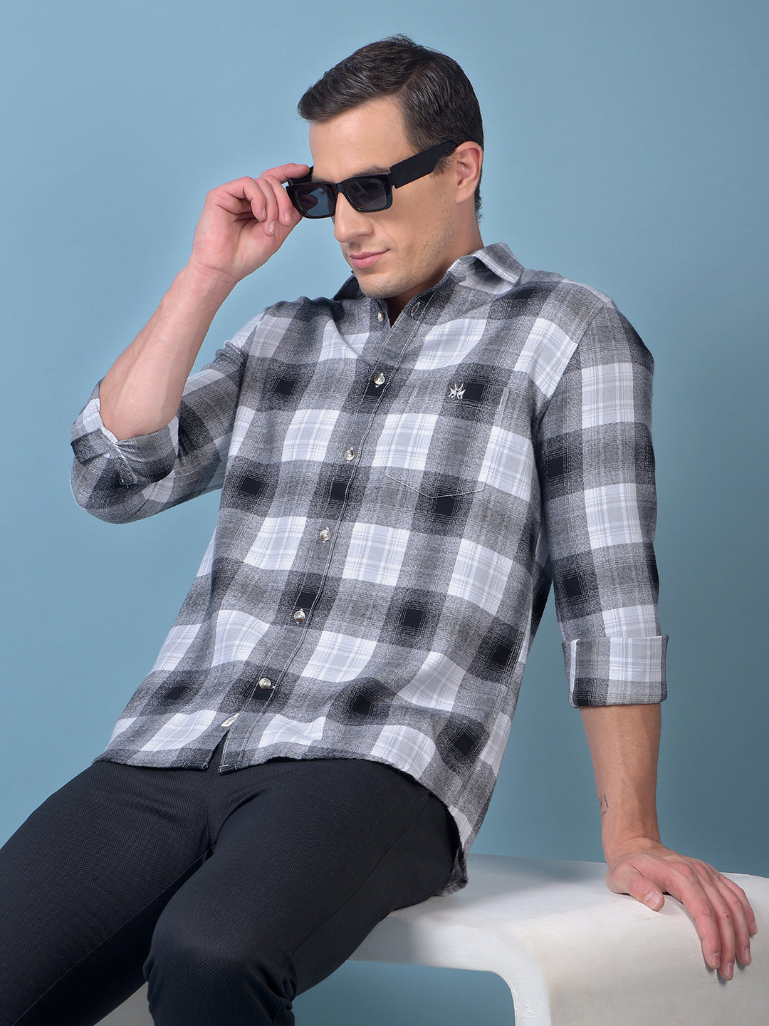 Black Checked 100% Cotton Shirt
