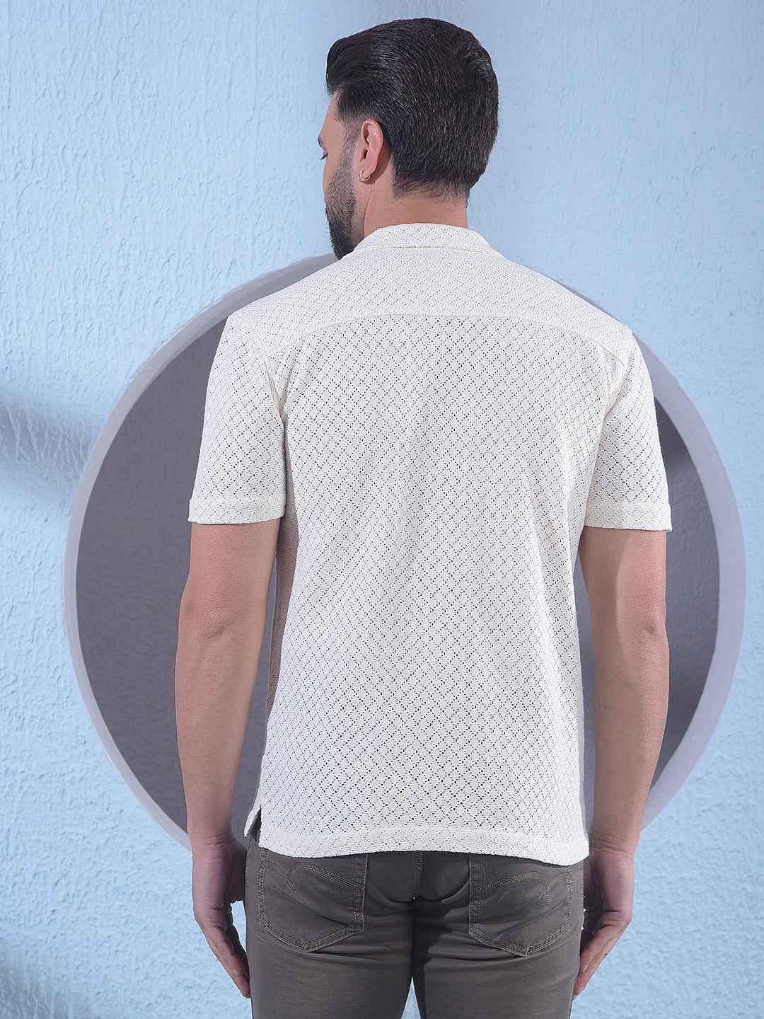 Yellow Jacquard Resort Collar Shirt