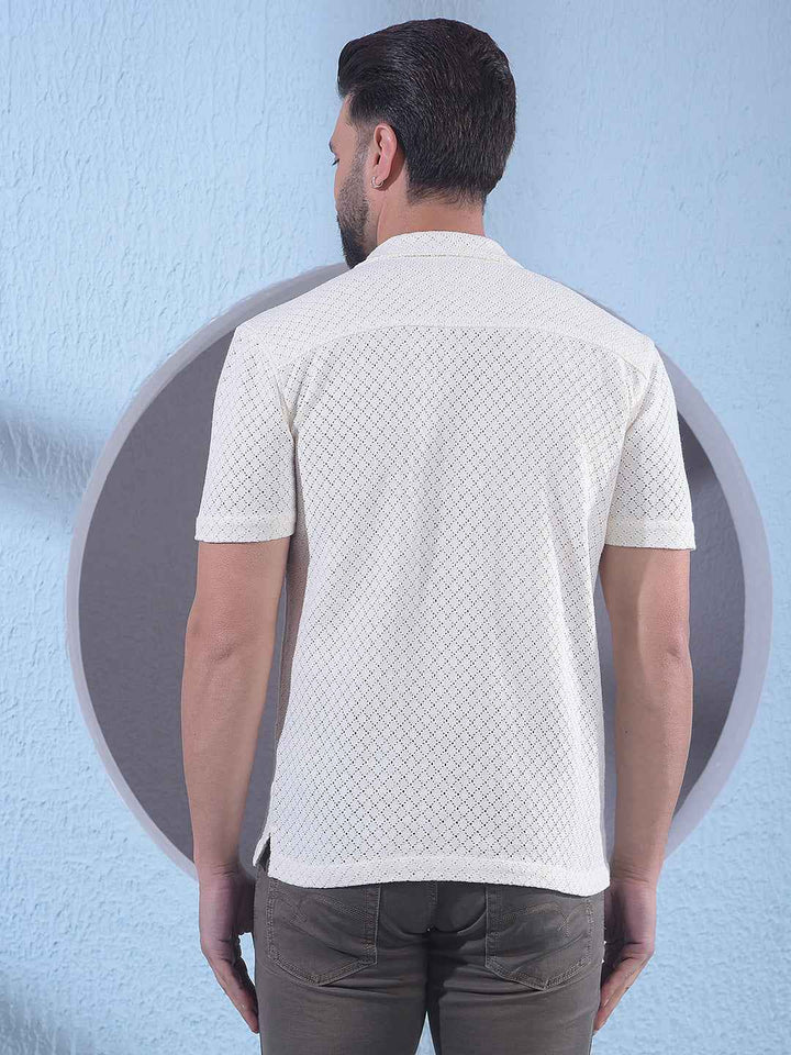 Yellow Jacquard Resort Collar Shirt
