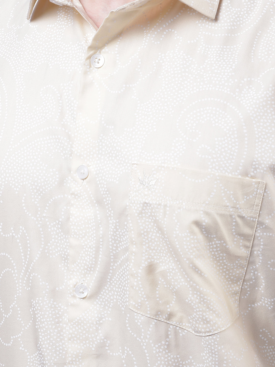Beige Printed Modal Shirt