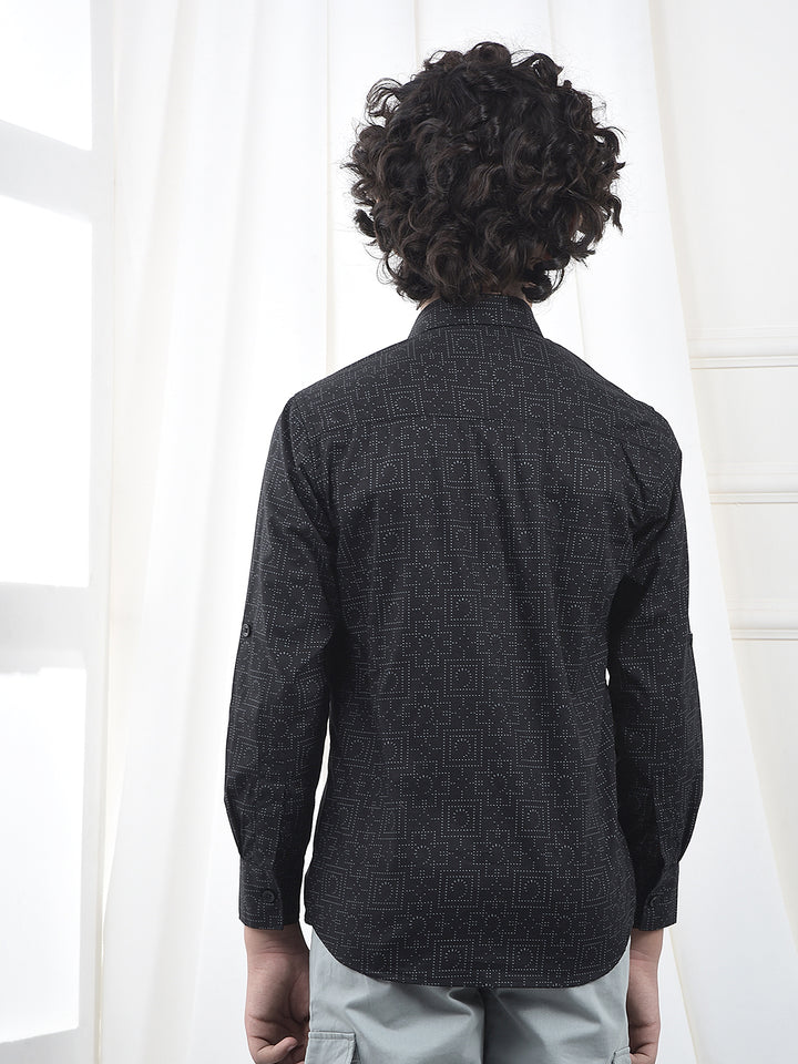 Black Geometric Print Shirt
