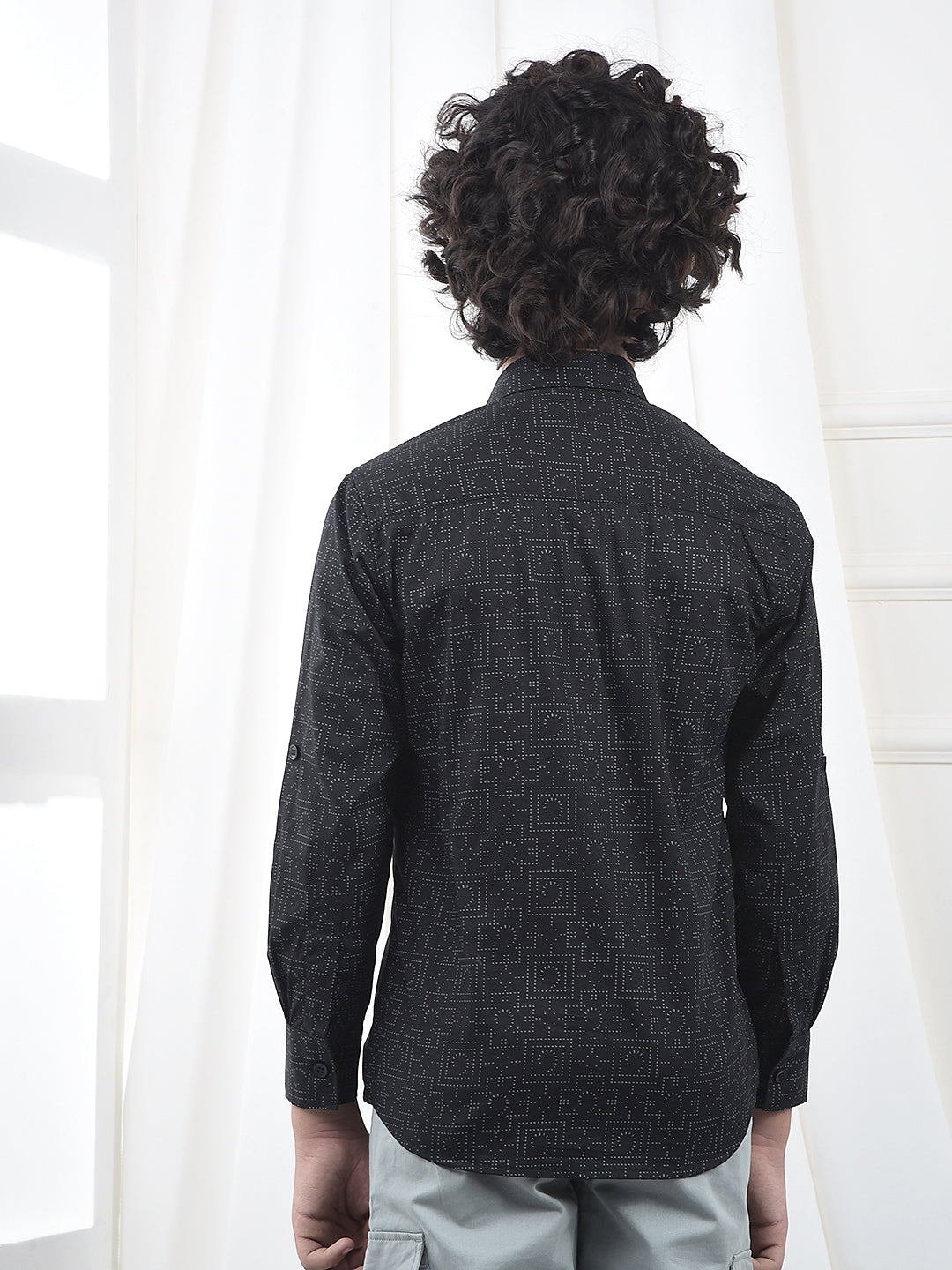 Black Geometric Print Shirt