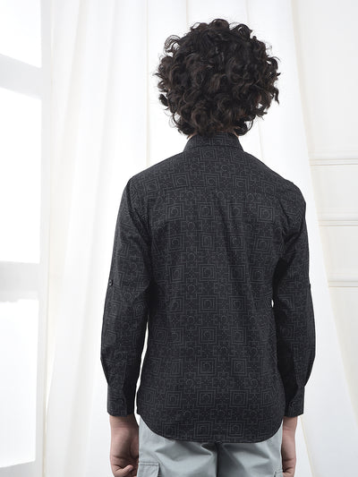 Black Geometric Print Shirt