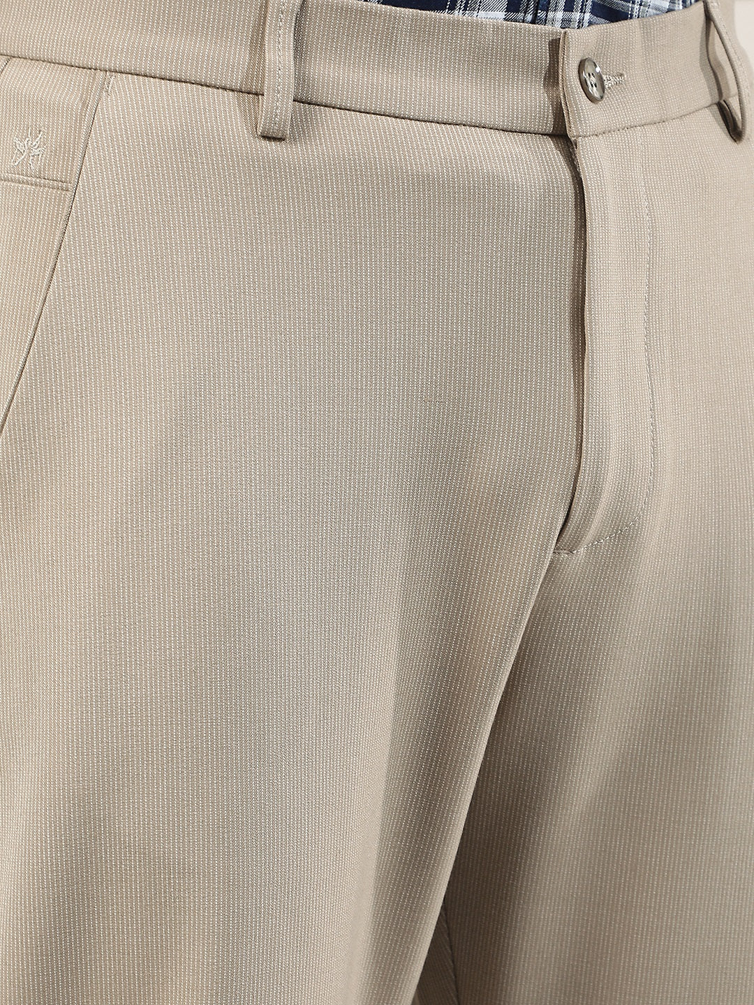 Beige Textured Knitted Trousers