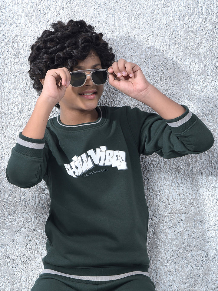 Green Typographic Print Sweatshirt