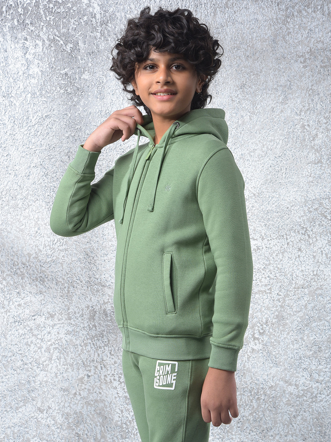 Green Hooded Neck Sweatshirt