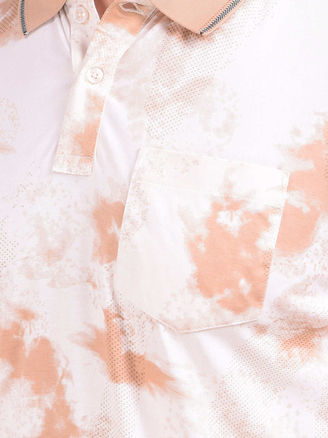 Brown Abstract Print Polo Neck T-Shirt