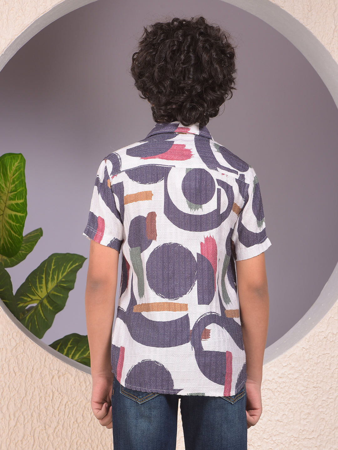 Multi-Color Printed Resort-Collar Shirt