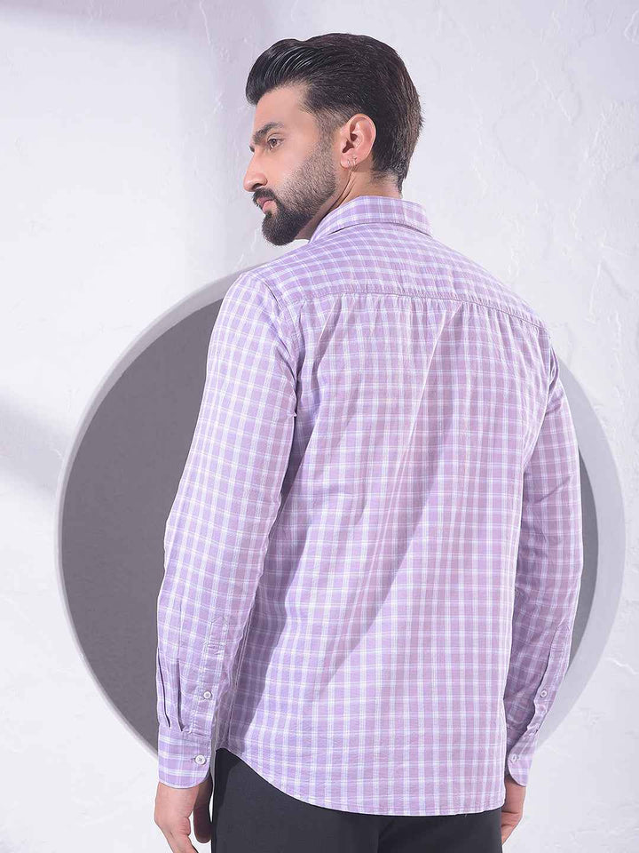 Purple Checked 100% Cotton Shirt