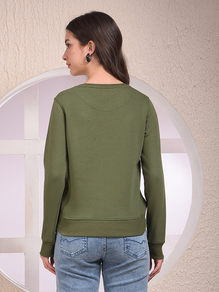 Olive Graphic Print Sweatshirt