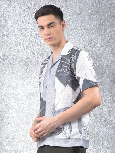 Off White Graphic Print Cuban Collar Shirt-Men Shirts-Crimsoune Club