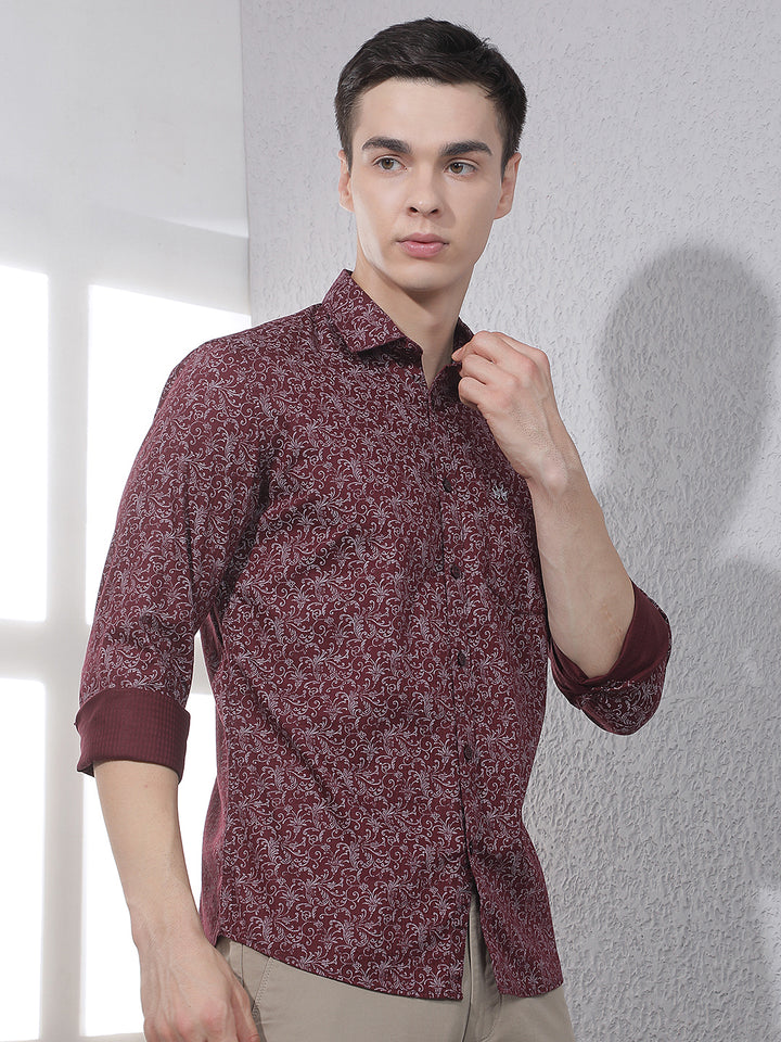 Wine Paisley Print Shirt