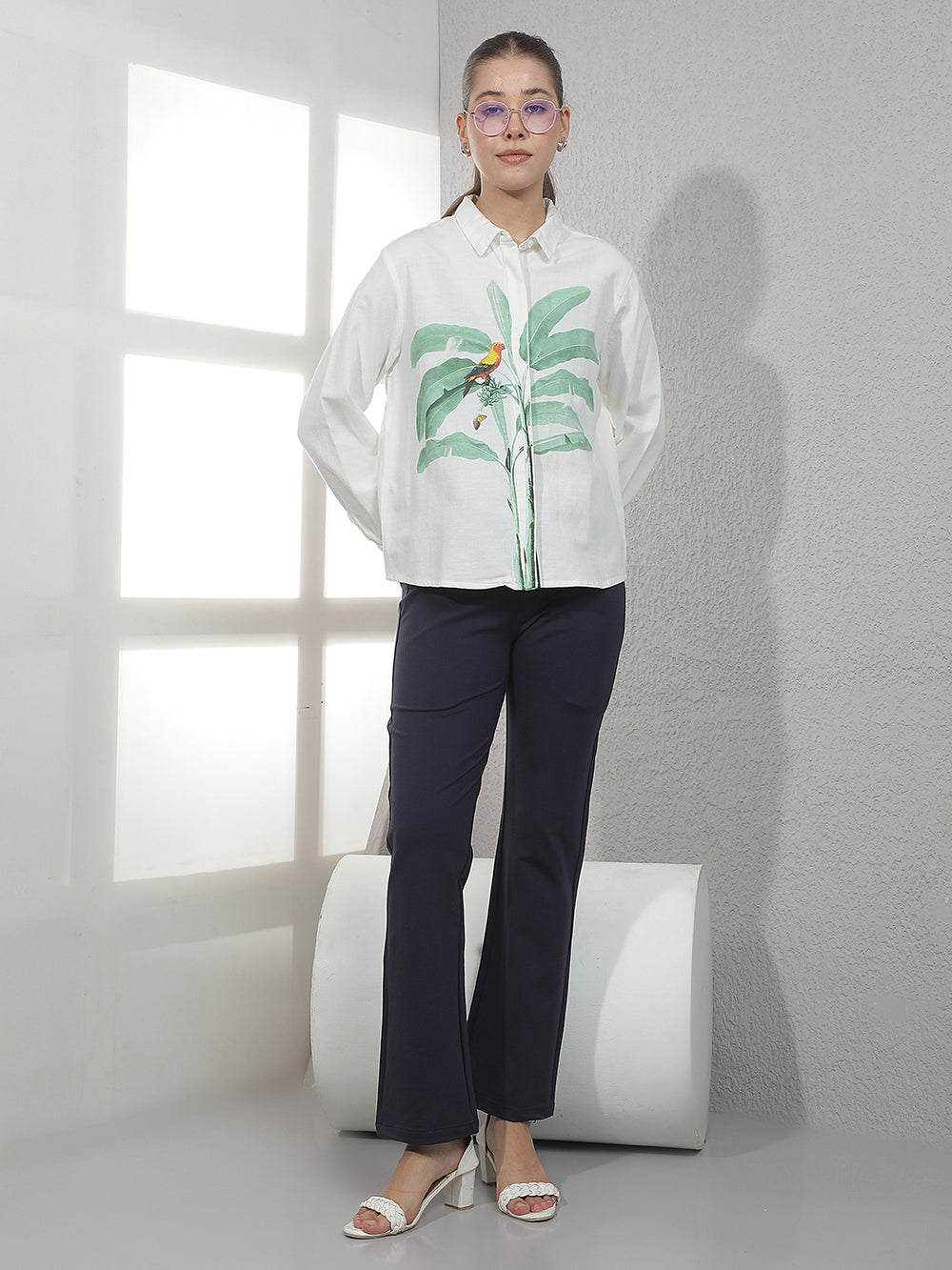 Off White Graphic Print Linen Shirt