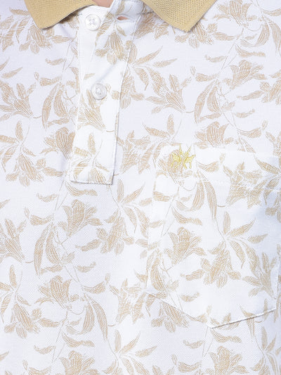 Olive Floral Print Polo-Neck T-Shirt