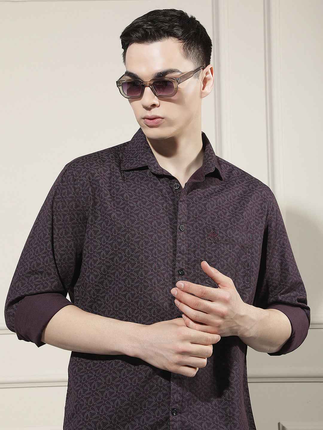 Linen Wine Graphic Print Shirt