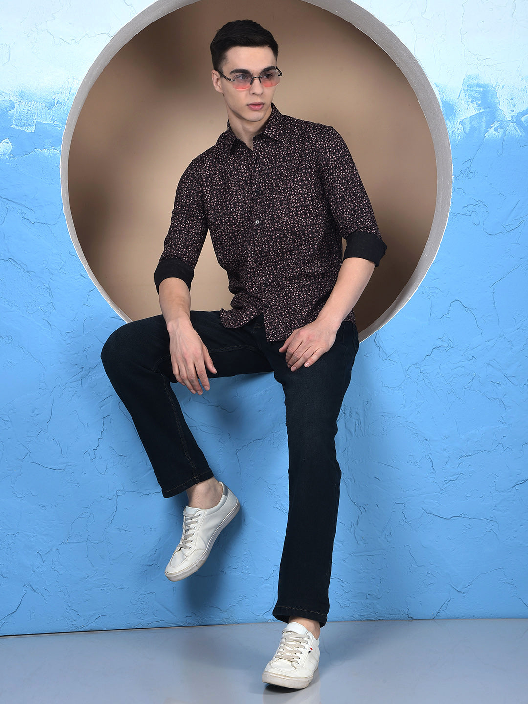 Purple Abstract Print 100% Cotton Shirt