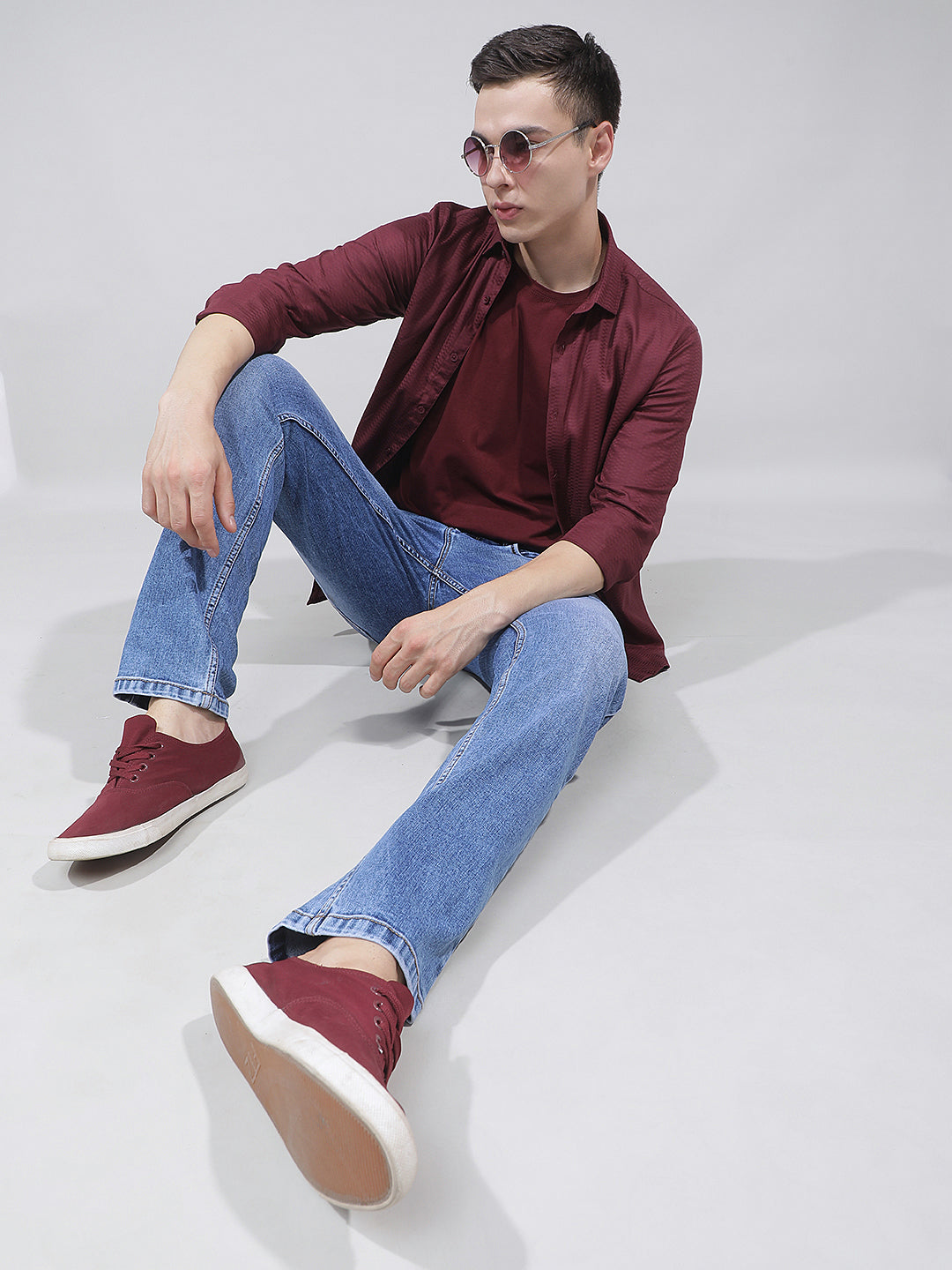 Structured Coastal Blue Straight Jeans