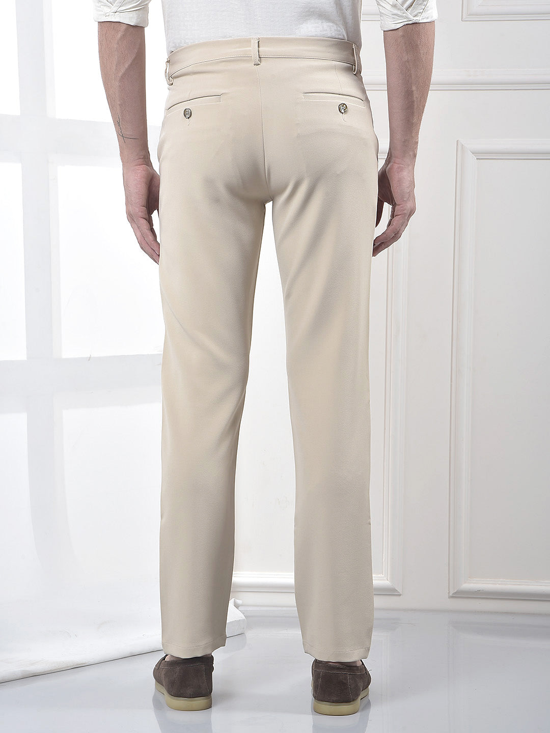 Beige Korean Fit Trousers