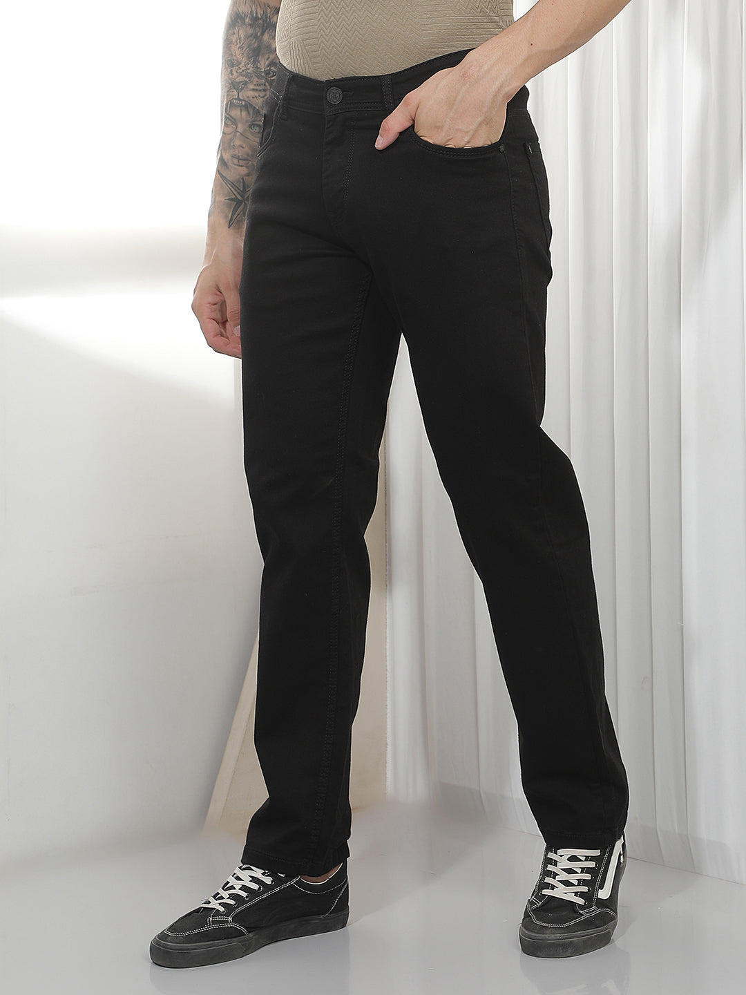 Modern Black Straight Casual Jeans