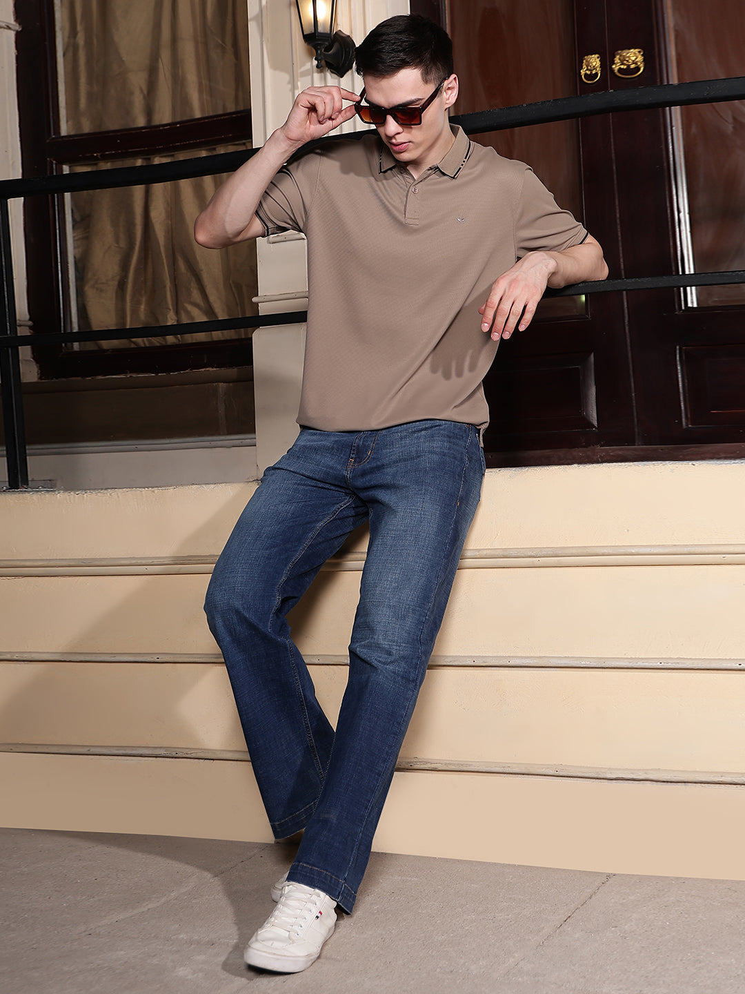 Beige Polo Neck T-Shirt