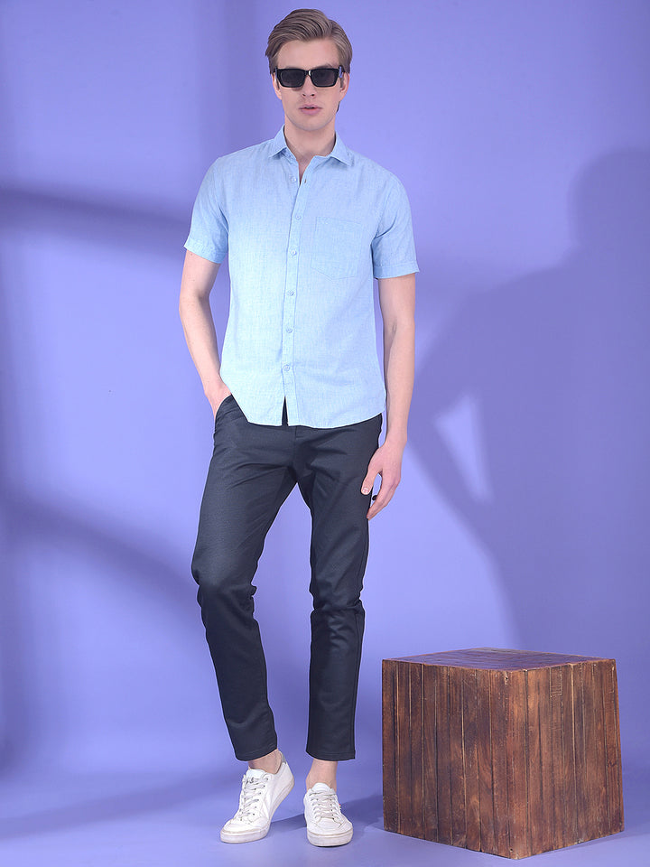 Cerulean Drift Blue Linen Shirt