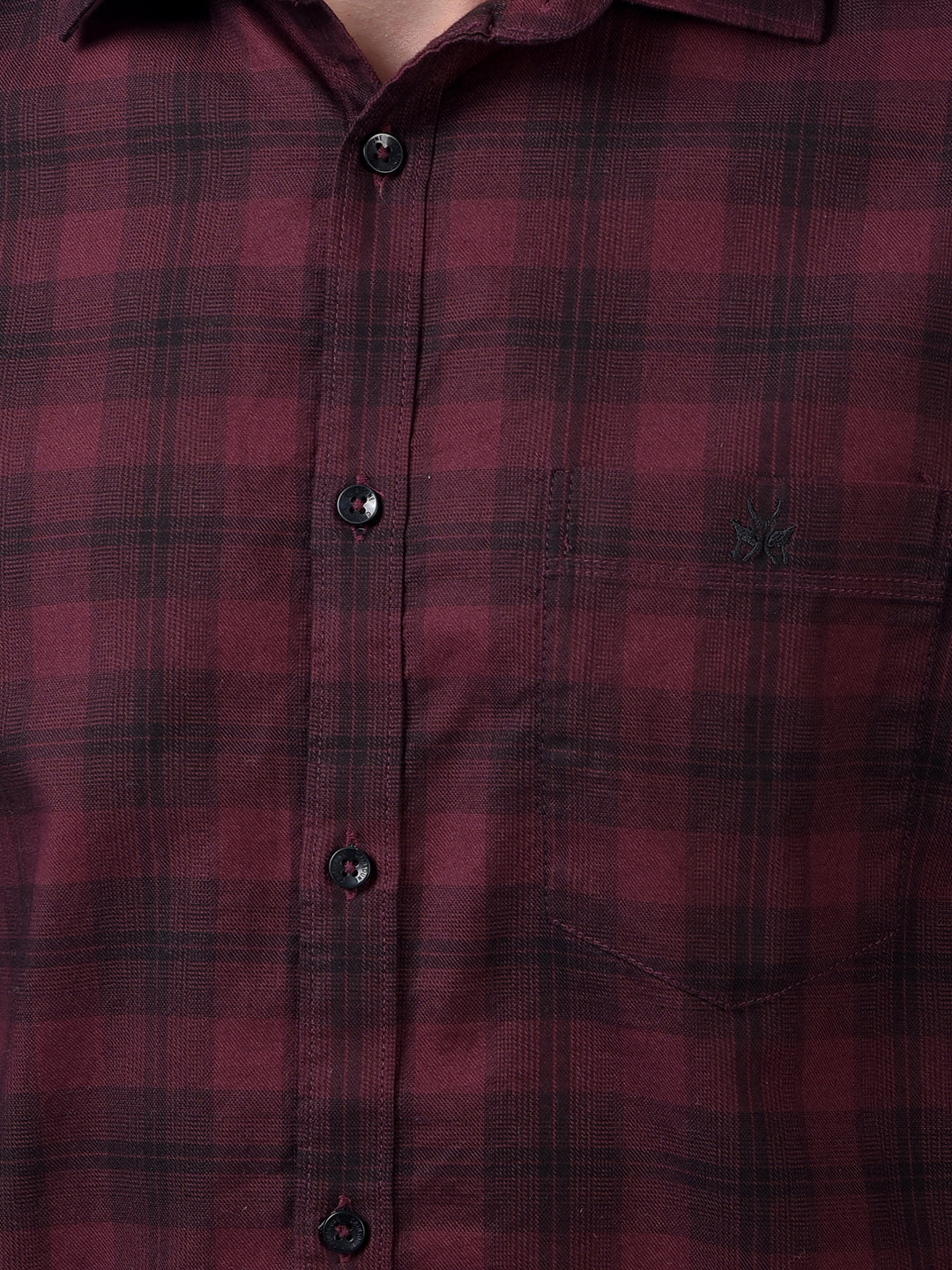 Maroon Checked 100% Cotton Shirt