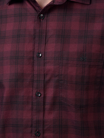 Maroon Checked 100% Cotton Shirt