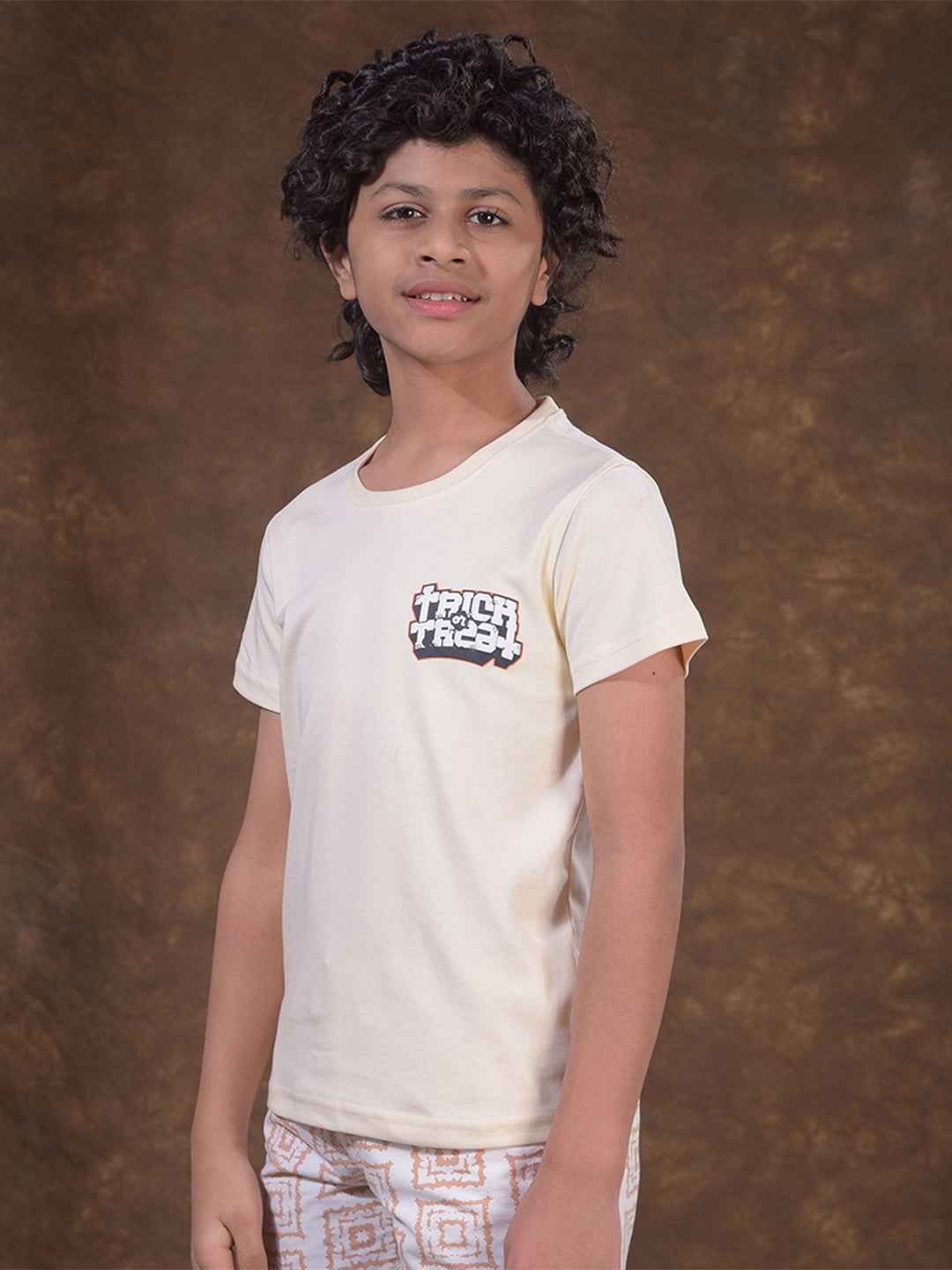 Cream Graphic Print T-Shirt