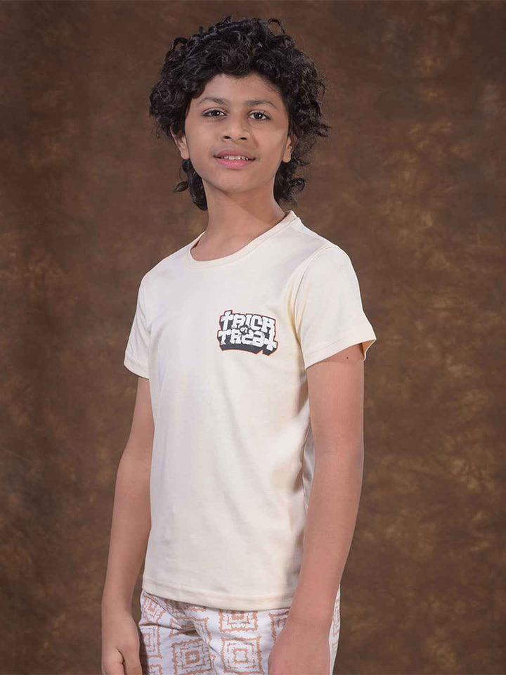 Cream Graphic Print T-Shirt