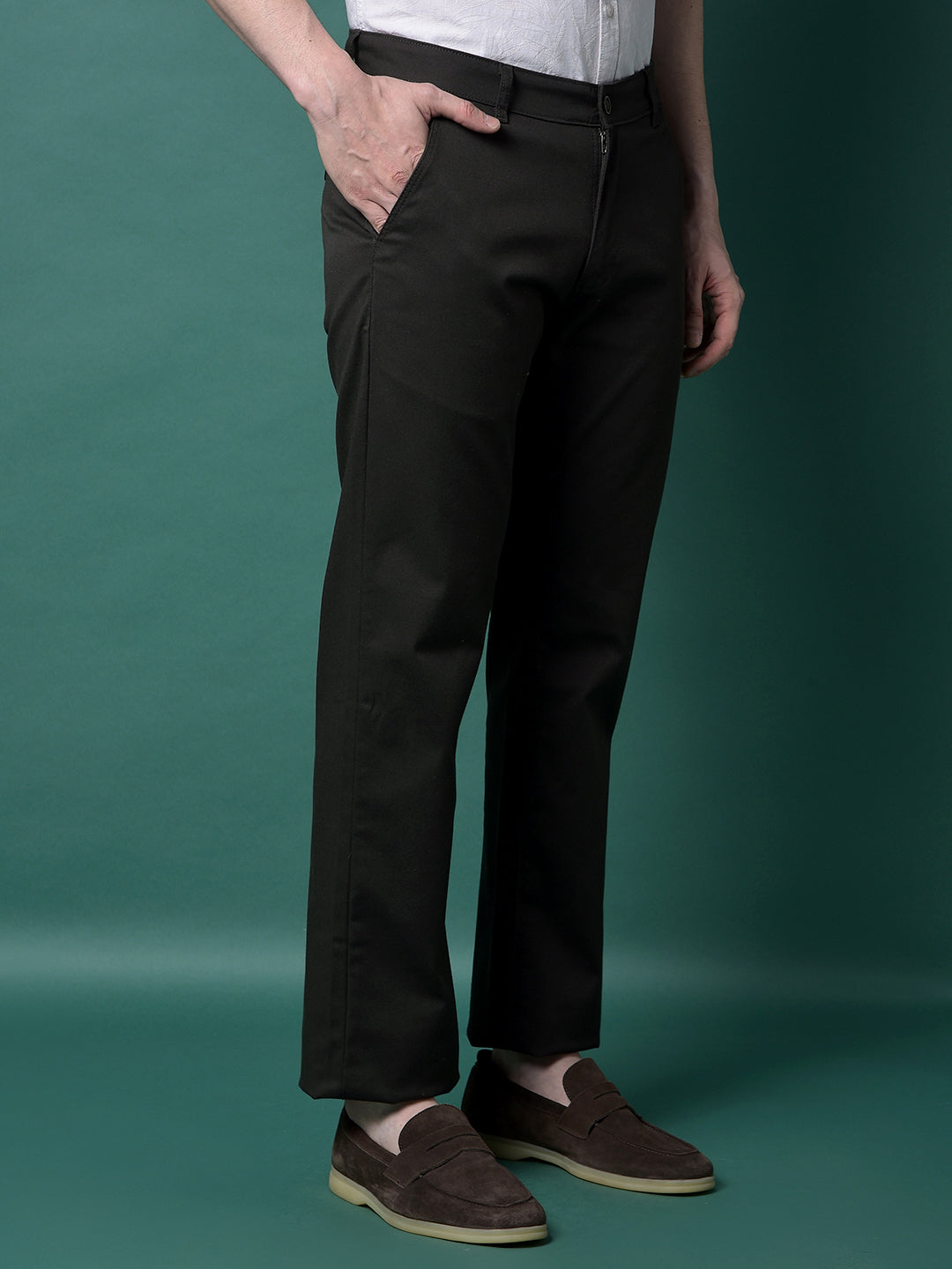 Olive Straight Trousers-Men Trousers-Crimsoune Club