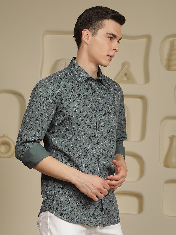 Blue Floral Print Shirt