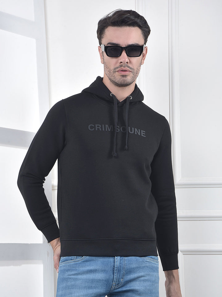 Black Embellished Hooded Neck Sweatshirt