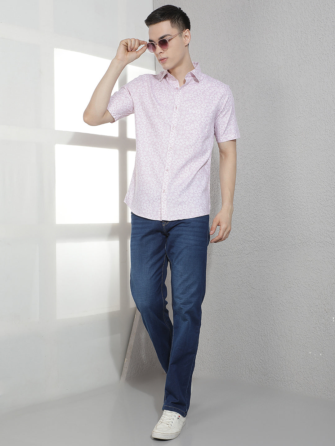 Pink Floral Print Modal Shirt