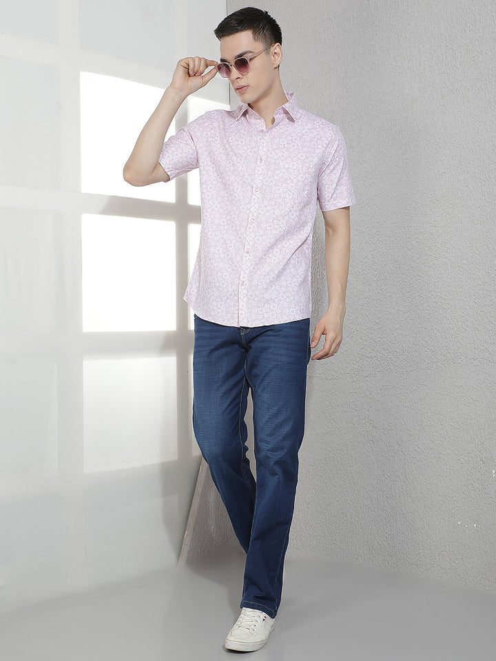 Pink Floral Print Modal Shirt