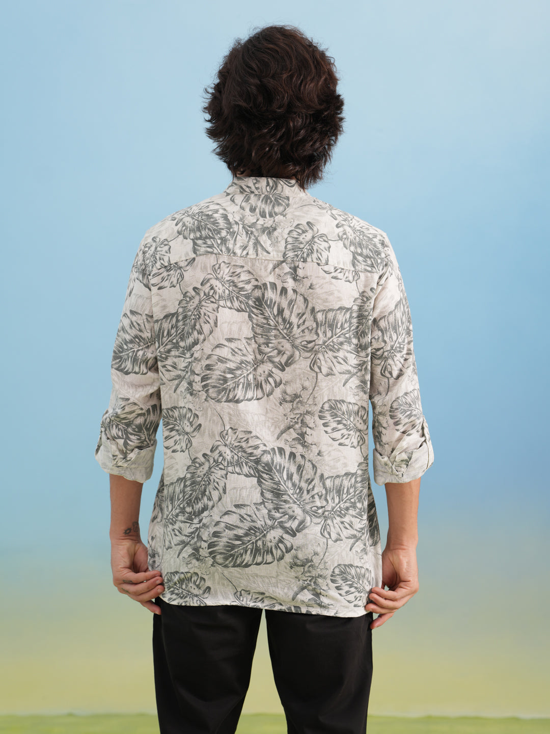 Grey Floral Print Kurta