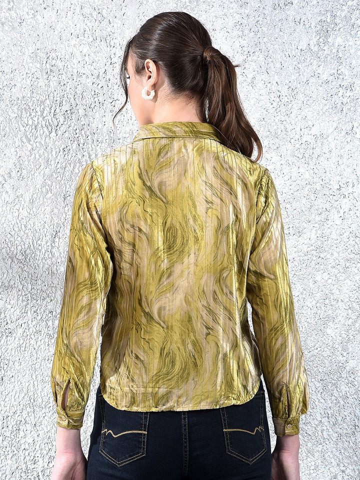 Olive Abstract Print Shirt