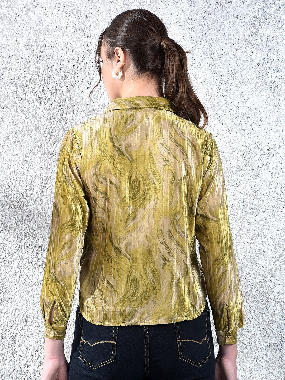 Olive Abstract Print Shirt