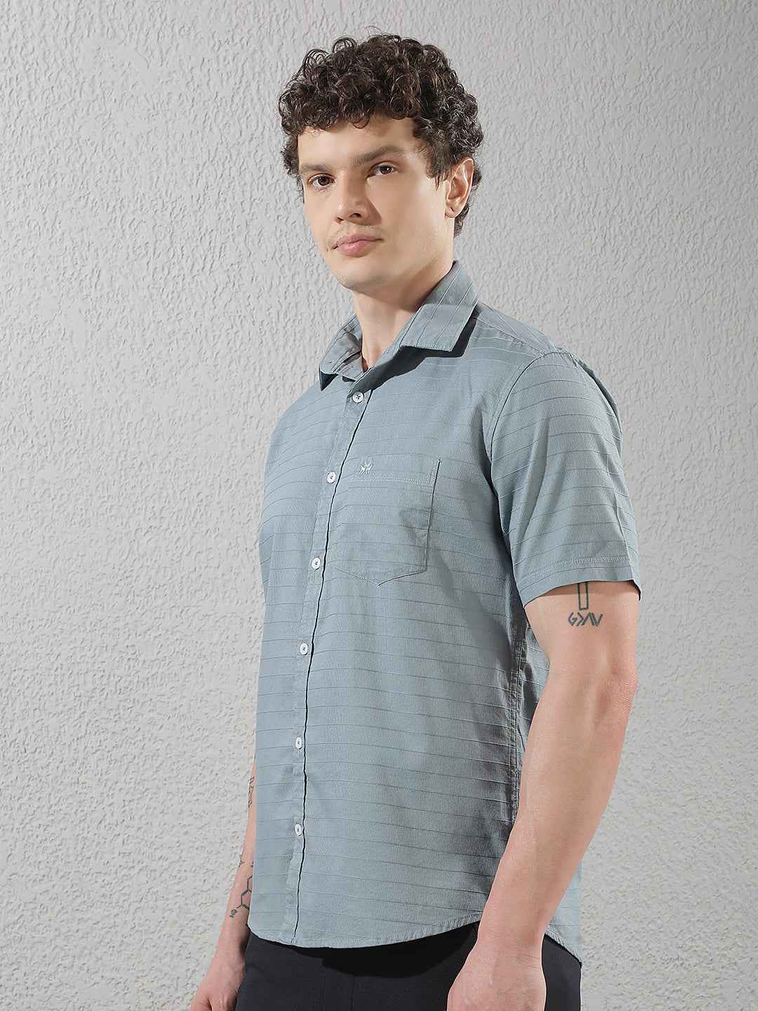 Blue Horizontal Stripes Shirt
