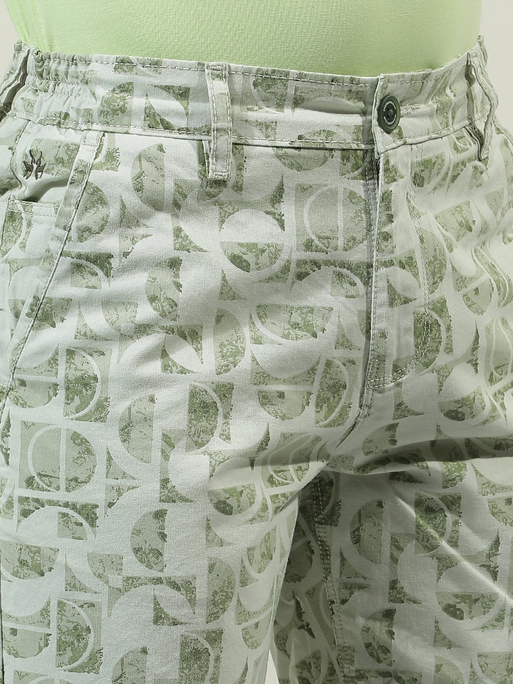 Green 100% Cotton Graphic Printed Shorts