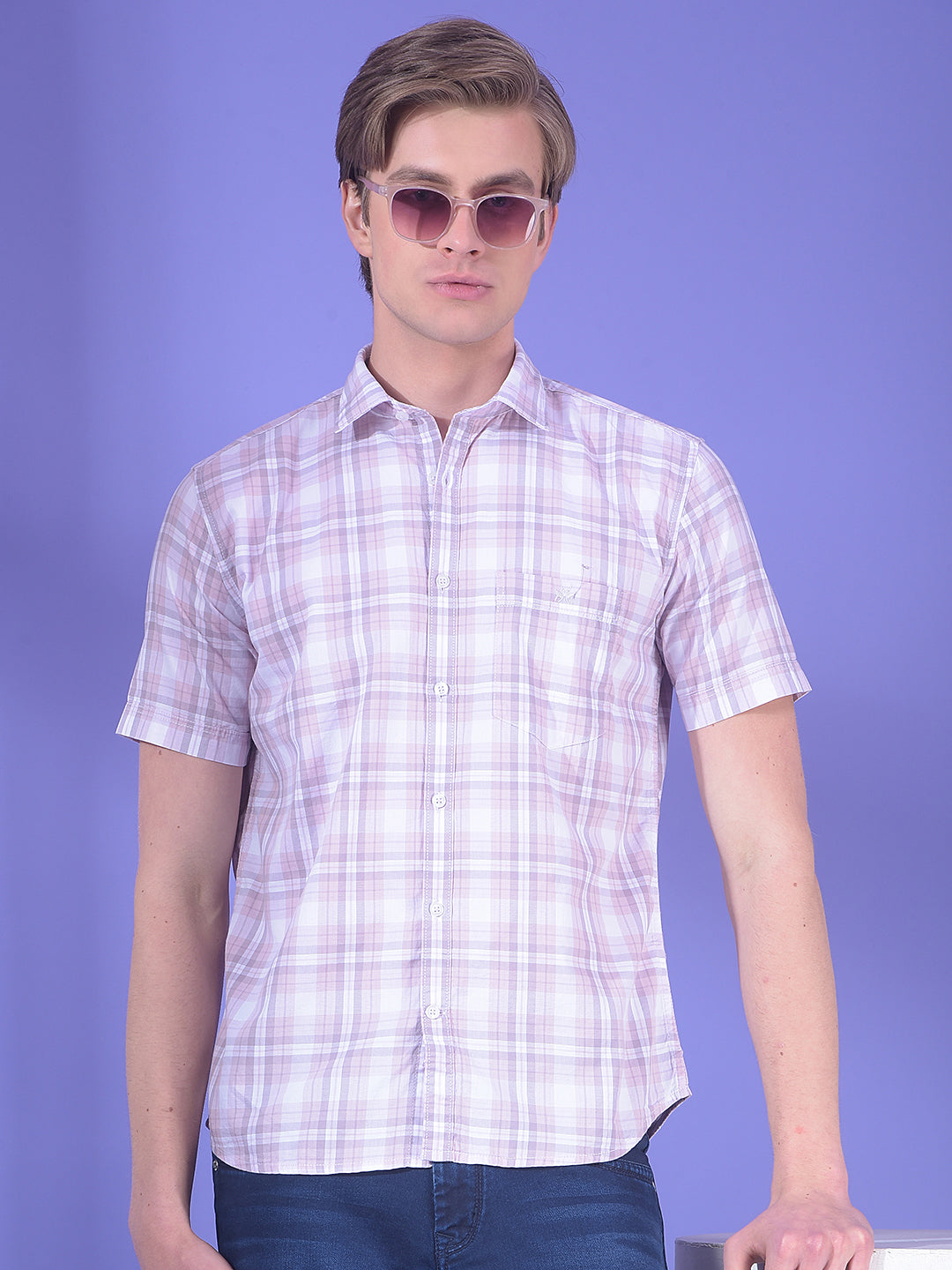 Pink Checked 100% Cotton Shirt